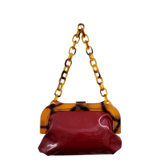 FREE PEOPLE RED PATENT LEATHER BAG - Picture 6 of 12
